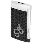 This Dupont lighter comes with a snake print design and features an image of a serpent on the front.