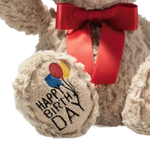 Steiff's Soft Cuddly Friends Jimmy Birthday the Teddy Bear is made from soft plush.