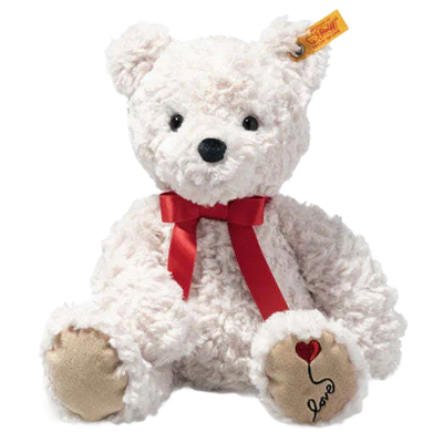 This Soft Cuddly Friends Jimmy the Love Teddy Bear is designed by Steiff.