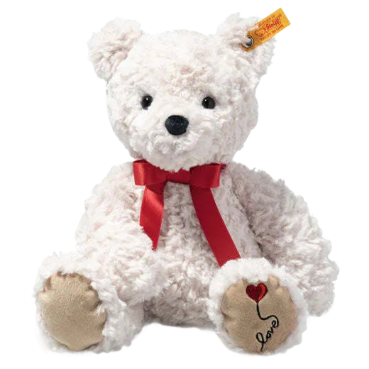 This Soft Cuddly Friends Jimmy the Love Teddy Bear is designed by Steiff.