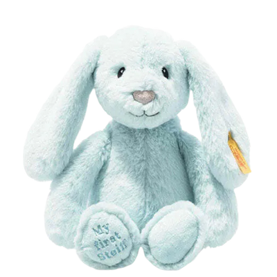 This Light Blue My First Steiff Hoppie Rabbit is perfect for little girls and boys.