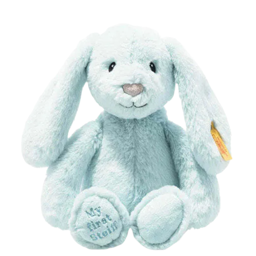 This Light Blue My First Steiff Hoppie Rabbit is perfect for little girls and boys.