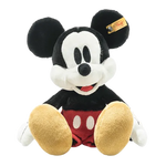 This Steiff Soft Cuddly Friends Disney Originals Mickey Mouse has beanbag stuffing to allow him to sit down.