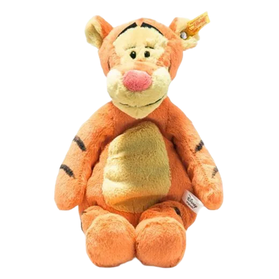 Steiff's Soft Cuddly Friends Disney Originals Tigger is made out of orange soft plush and has a snuggly feel.