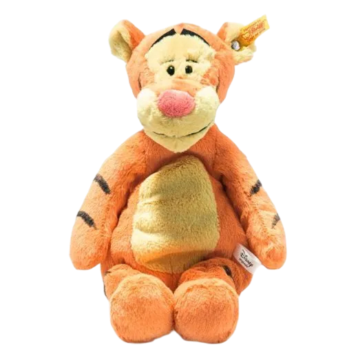 Steiff's Soft Cuddly Friends Disney Originals Tigger is made out of orange soft plush and has a snuggly feel.