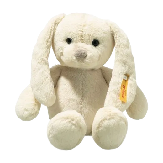 This Soft Cuddly Friends Yellow Tilda Rabbit by Steiff is made from soft plush, safety eyes, and a synthetic stuffing.