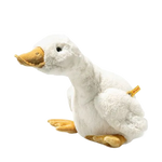 The Steiff Soft Cuddly Friends Gilda the Goose, 47cm can be seated up or laying down, with a soft and cuddle centre for small beanbags.