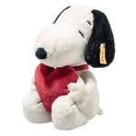 This Steiff Soft Cuddly Friends Snoopy Love 30cm has a red plush heart that Snoopy is holding.
