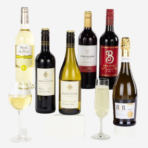 Six Wines in a Box by Wheelers Luxury Hampers.