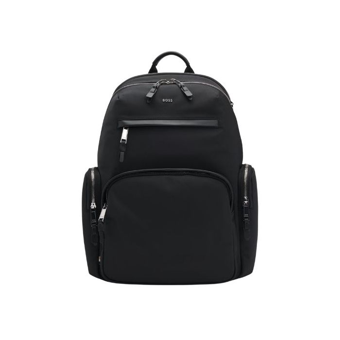 BOSS Highway Black Backpack with Leather Trims