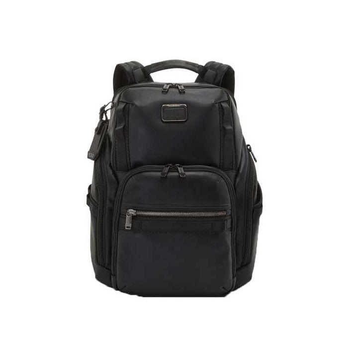 TUMI Alpha Bravo Black Leather Search Backpack Wheelers Luxury Gifts