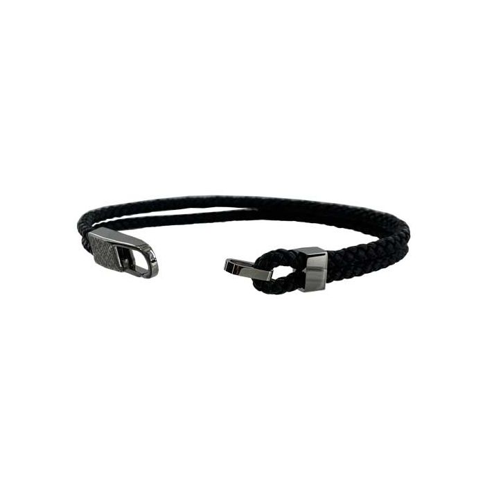 BOSS Dark Grey Bryan HB Woven Leather Bracelet Wheelers Luxury Gifts