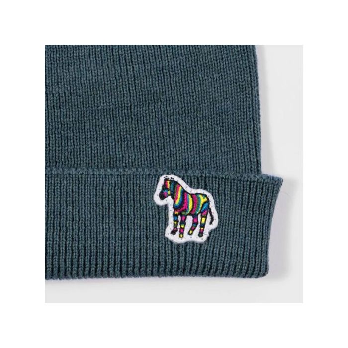 Paul Smith Zebra Teal Knit Wool Beanie Hat Wheelers Luxury Gifts
