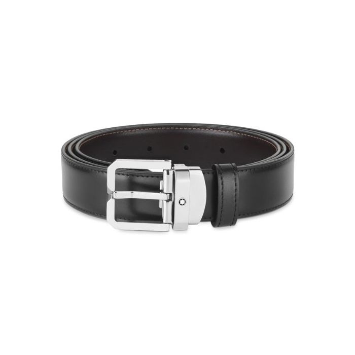 Montblanc Square Pin Buckle Reversible Plain Leather Belt 30 mm