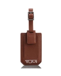 The TUMI brown leather Nassau luggage tag.