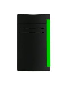This S.T. Dupont Maxijet Matte Black & Neon Green Lighter has a strip of neon green with a matte black body.