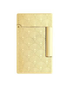This Initial Cinatique Guilloche Gold Lighter by S.T. Dupont is made out of brass with a polished gold layer on the top.
