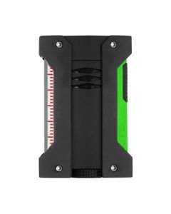 This Défi Extrême Matte Neon Green Lighter by S.T. Dupont has a clear window that will show you how much gas is left inside.