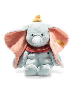 Steiff's Soft Cuddly Friends Disney Originals Dumbo is made out of soft plush with a beanbag filling.
