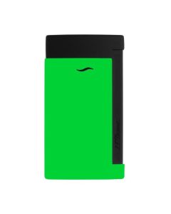This Slim 7 Neon Green Lighter by S.T. Dupont has a contrasting black panel along the side and top.