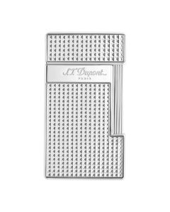 S.T. Dupont's Slimmy Chrome Diamond-Point Lighter is made out of metal with a shiny chrome finish and the brand name engraved along the front.