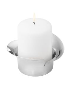 This Georg Jensen Bloom Pillar Stainless Steel Candle Holder looks great on a bedside table or on a centrepiece table.