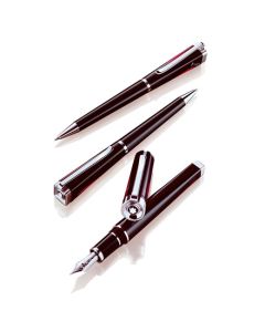 Montblanc's Writers Edition Franz Kafka FP, BP & MP Set is made out of precious lacquer with sterling silver trims and the set comes in bespoke packaging.