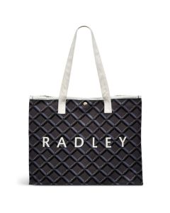 Charcoal Grey Geo Large Canvas Tote Bag