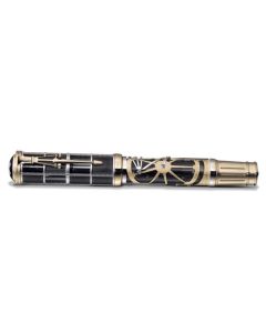 Montblanc's James Watt Limited Edition 83 Artisan Fountain Pen is made out of white gold with an intricate design on the cap and barrel.