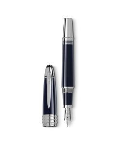 This Great Characters J.F. Kennedy Special Edition Fountain Pen by Montblanc is made with precious resin and platinum trims with engraving along the polished silver trims.