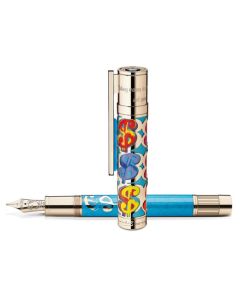 Montblanc's Great Characters Andy Warhol Fountain Pen Limited Edition 100 is made out of precious lacquer in blue with solid 18 K gold.