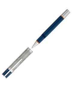 Montblanc's Great Characters Edition Andy Warhol Rollerball Pen is made out of precious lacquer in blue with polished silver trims.
