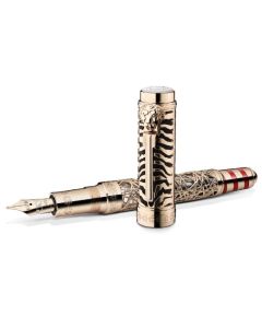 Montblanc's Patron of Art Peggy Guggenheim Limited Edition 81 Fountain Pen has an intricate design on the cap and barrel inspired by the art collector.