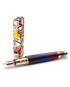 This Montblanc Master of Art, Homage to Kandinsky Limited Edition 77 Fountain Pen has a cap made out of gold-plating and precious lacquer.
