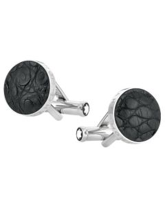 The Montblanc round black alligator sartorial cufflinks.