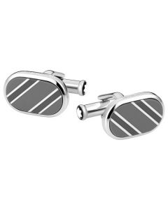 The Montblanc oval stainless steel striped sartorial cufflinks.