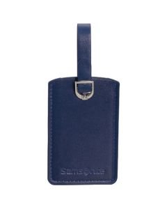 Samsonite's Midnight Blue PU Leather Luggage Tag x2 is made out of polyurethane and polished silver trims.