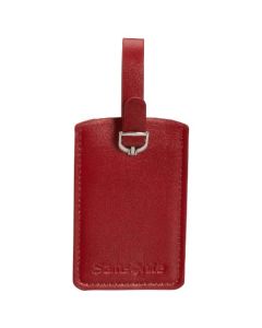 This Samsonite Red PU Leather Luggage Tag x2 is made out of polyurethane and has a polished silver buckle.