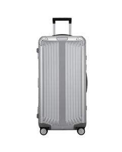 Samsonite's Lite-Box Alu Spinner Trunk, Silver 80 cm is made out of aluminium and has a durable hard-shell case with black trims.