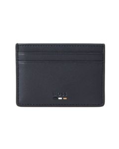 The Ray Navy Blue Faux Leather Card Holder with Signature Stripes by BOSS.