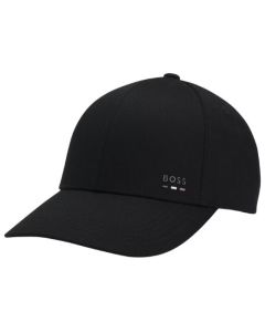 The Zed Cotton Twill Black Cap with Signature Stripe and Logo Trim by BOSS.