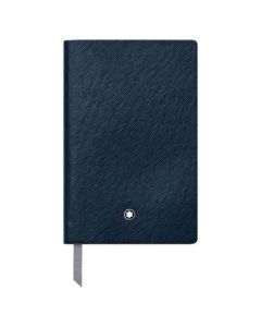 The Montblanc indigo leather A7 lined notebook.