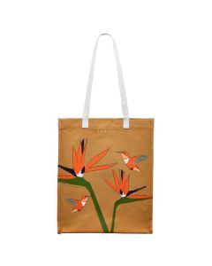 The Birds of Paradise Pecan Brown Medium Open Top Canvas Tote Bag by Radley.