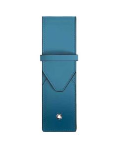 The Montblanc logo sits at the front of this Meisterstück Smoky Blue 2 pen pouch.