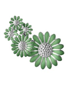Georg Jensen's Green Enamel Single Daisy Medium Ear Cuff - Left Ear can be worn on its own or paired with the right ear so both are matching as a set.