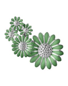 Georg Jensen's Green Enamel Single Daisy Medium Ear Cuff - Right Ear can be worn as a single piece or paired with the one for the left side.