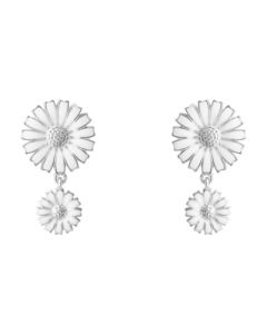 Georg Jensen's Sterling Silver & White Enamel Double Daisy Earrings are great for evenings and special occasions.