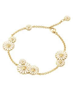 This Layered Daisy Gold-Plated & White Enamel Bracelet by Georg Jensen is great for wearing on special occasions and can be paired with a Daisy necklace or earrings as a set or on its own.