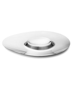 The Georg Jensen Sky stainless steel double serving bowl.