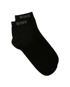 This pair of BOSS Short Socks in Black Cotton has the logo on either side of the buffs for branding very subtly.